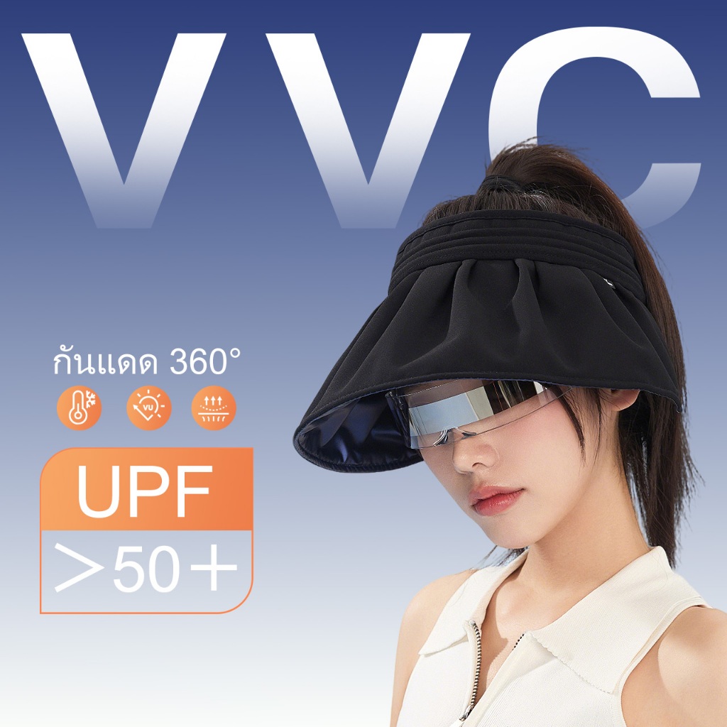 【TH Delivery】VVC หมวกกันแดดแบบเปิดกระหม่อมทรงหอยแครง UPF50+ สำหรับปกป้องใบหน้า
