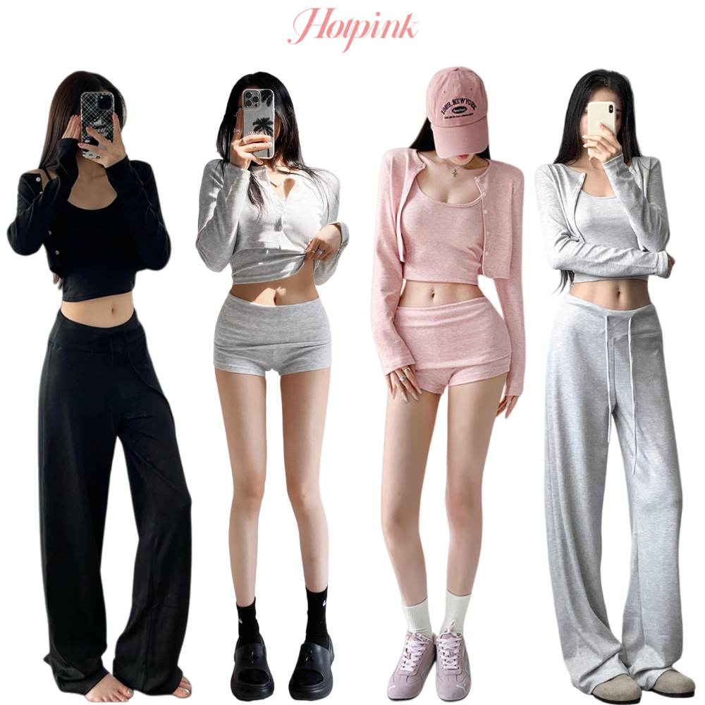 Hotpink ส่งจาก Bangkok🔥ชุด 3 ชิ้น: เสื้อกั๊ก+เสื้อคาร์ดิแกนกระดุมแถวเดียว + กางเกงวอร์มทรงหลวมผูกเชือกช่วยให้ดูเพรียวบาง