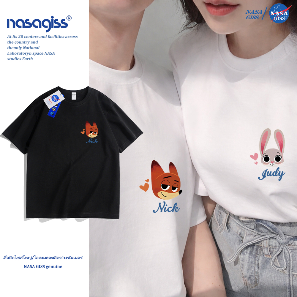 NASA เสื้อยืดชายหญิงแขนสั้น สไตล์ลำลอง summer Nick Judy พิมพ์ลาย คอตตอน คอกลม หลวมและระบายอากาศ