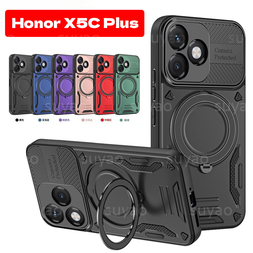 สําหรับเคสโทรศัพท์ Honor X5C Plus X5CPlus 2026 360 ° แหวนปลอก HonorX5CPlus HonorX5C ผู้ถือเกราะกันกระแทกวงเล็บป้องกันปกหลัง