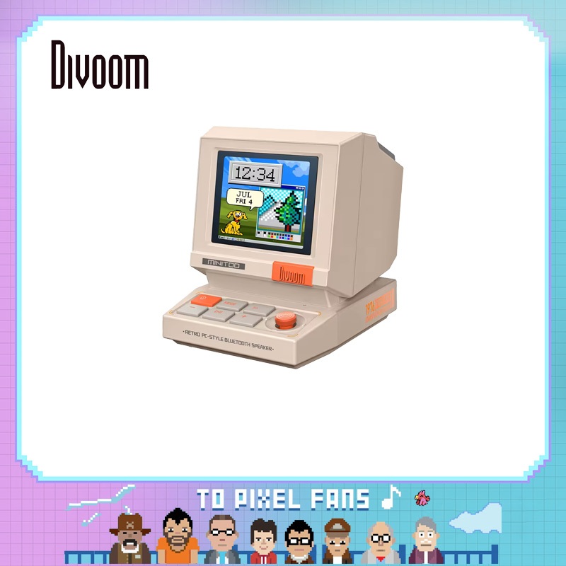 Divoom MiniToo ลําโพงบลูทูธย้อนยุคจอแสดงผลพิกเซลแบบพกพากล่องดนตรีลําโพงสไตล์คอมพิวเตอร์ย้อนยุคของขวั
