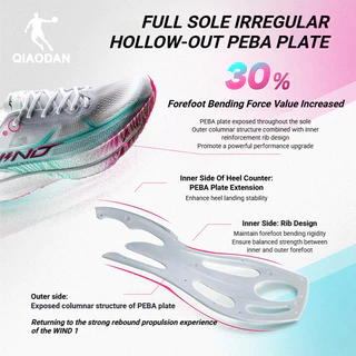 Qiaodan WIND 4.0 รองเท้าวิ่งผู้ชาย Marathon Racing การฝึกอบรมกีฬาสบาย Antiskid QDB023262298
