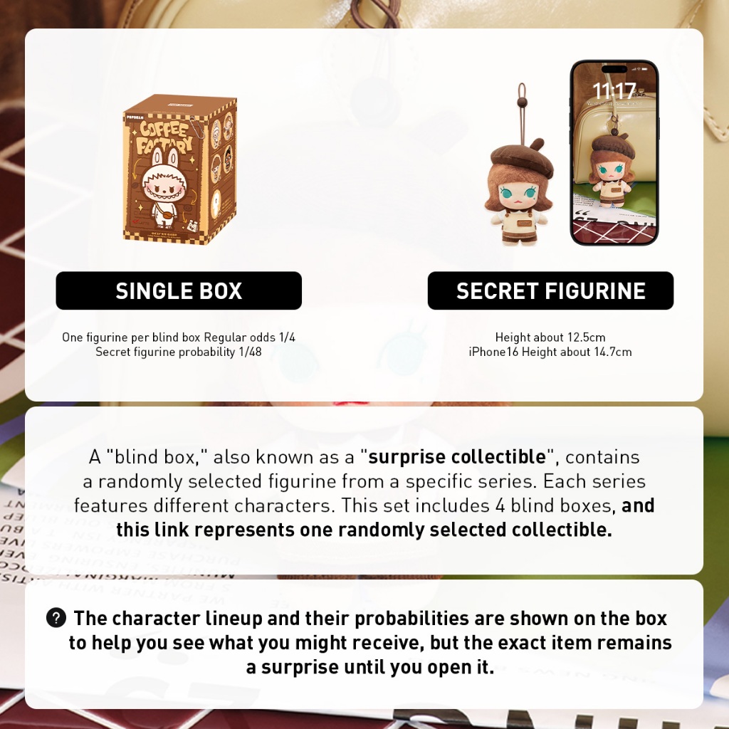 POP MART POP BEAN Coffee Factory Series-Plush Pendant Blind Box Action Toys Figure Birthday Gift Kid Toy - รูปที่ 3