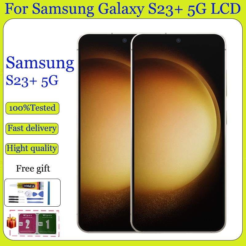 Original AMOLED สําหรับ Samsung Galaxy S23 Plus 5G จอแสดงผล LCD หน้าจอสัมผัสพร้อมการเปลี่ยนกรอบ