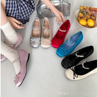 รองเท้าบัลเล่ต์หญิงสไตล์วินเทจ(Ballet flats)   พื้นบุฟอัพพอง…