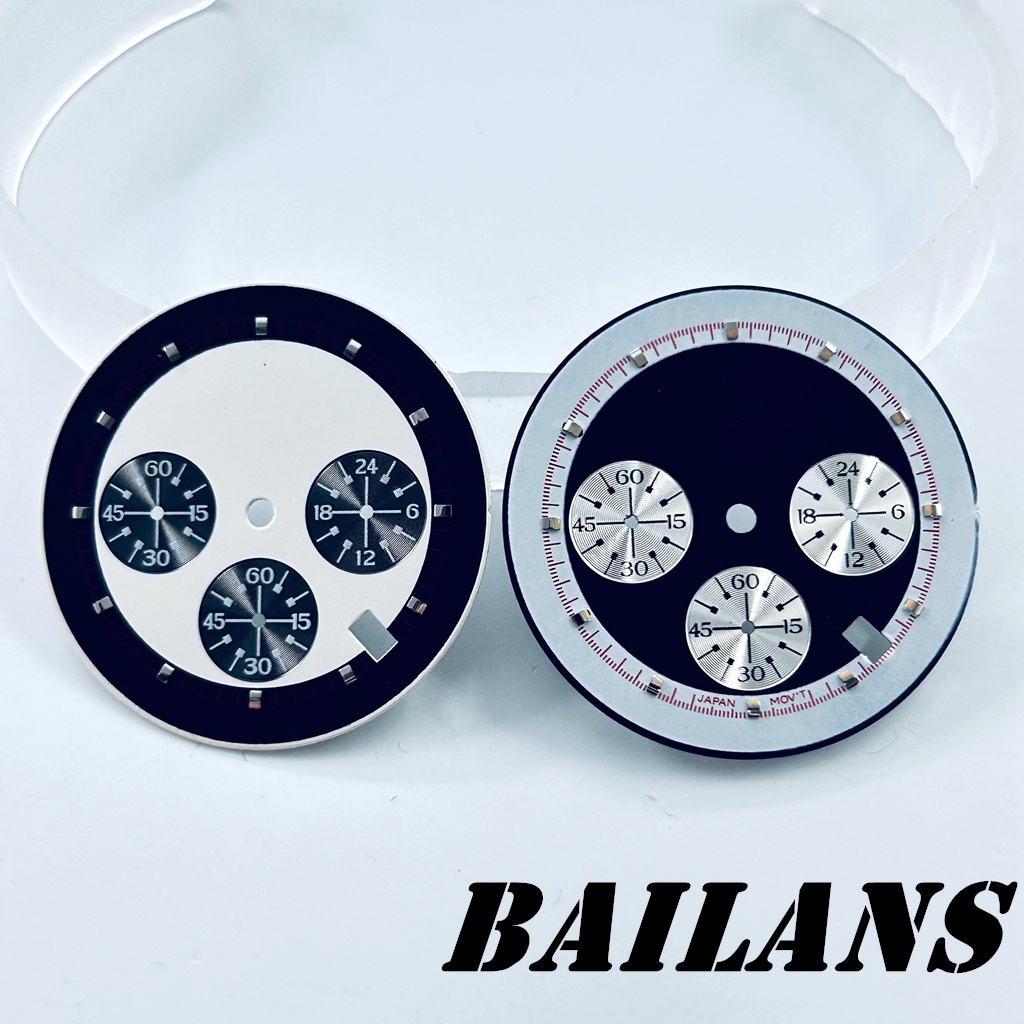 32.5 มม.VK63 Watch Dial 6 มือ Quartz Movement Chronograph Face