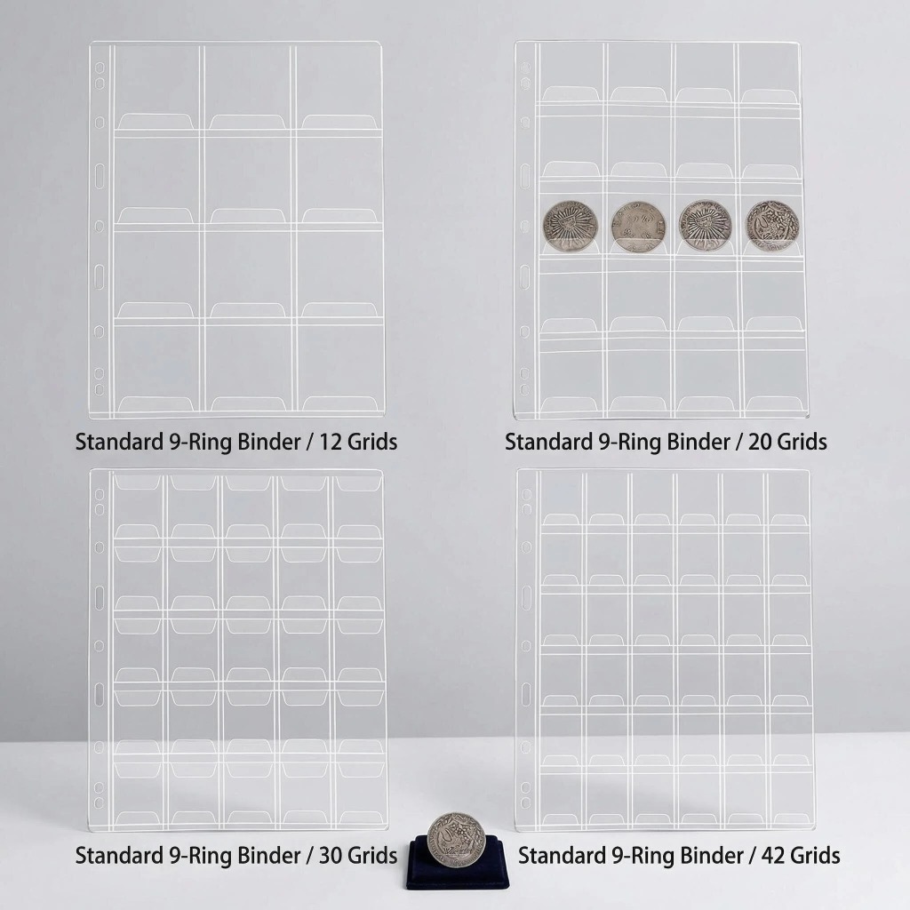 10ชิ้น ก4 9-แหวนเหรียญ เครื่องผูก หน้า-แผ่นพีวีซีโปร่งใสที่มีการปิดพนังป้องกัน,12/20/30/42กระเป๋าสําหรับคอลเลกชันเหรียญ