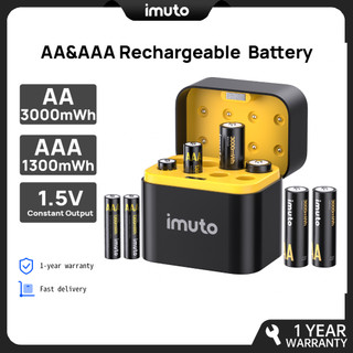 imuto Rechargeable AA&AAA Battery Li-ion with Charger 8 Pcs 1.5V 3000/1300mwh Camera Batteries