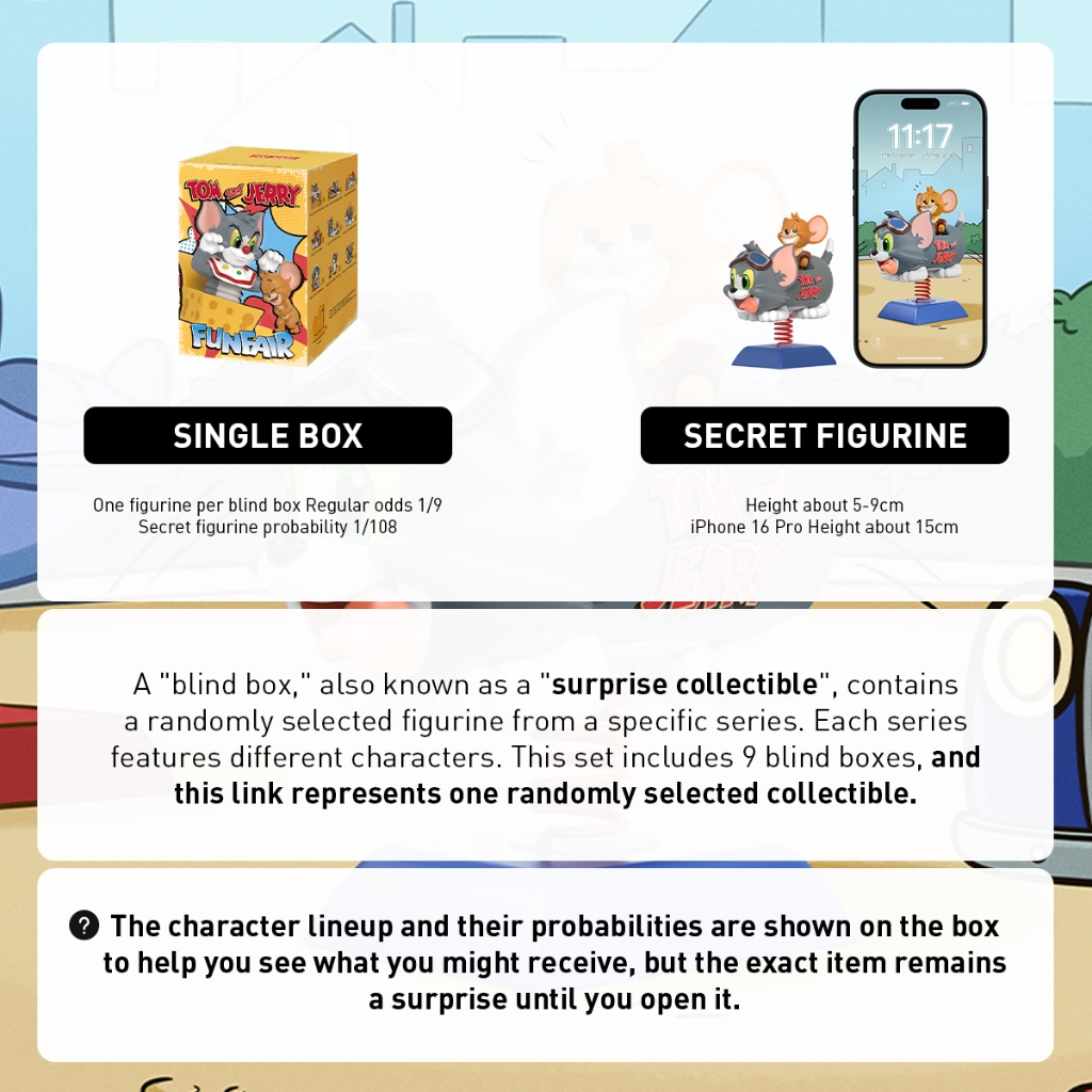 POP MART Tom and Jerry: Funfair Series Figures Blind Box Action Toys Figure Birthday Gift Kid Toy - รูปที่ 3