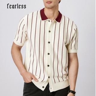 FEARLESS stripe Short Sleeve polo Shirt Korean Style basic TOP For men