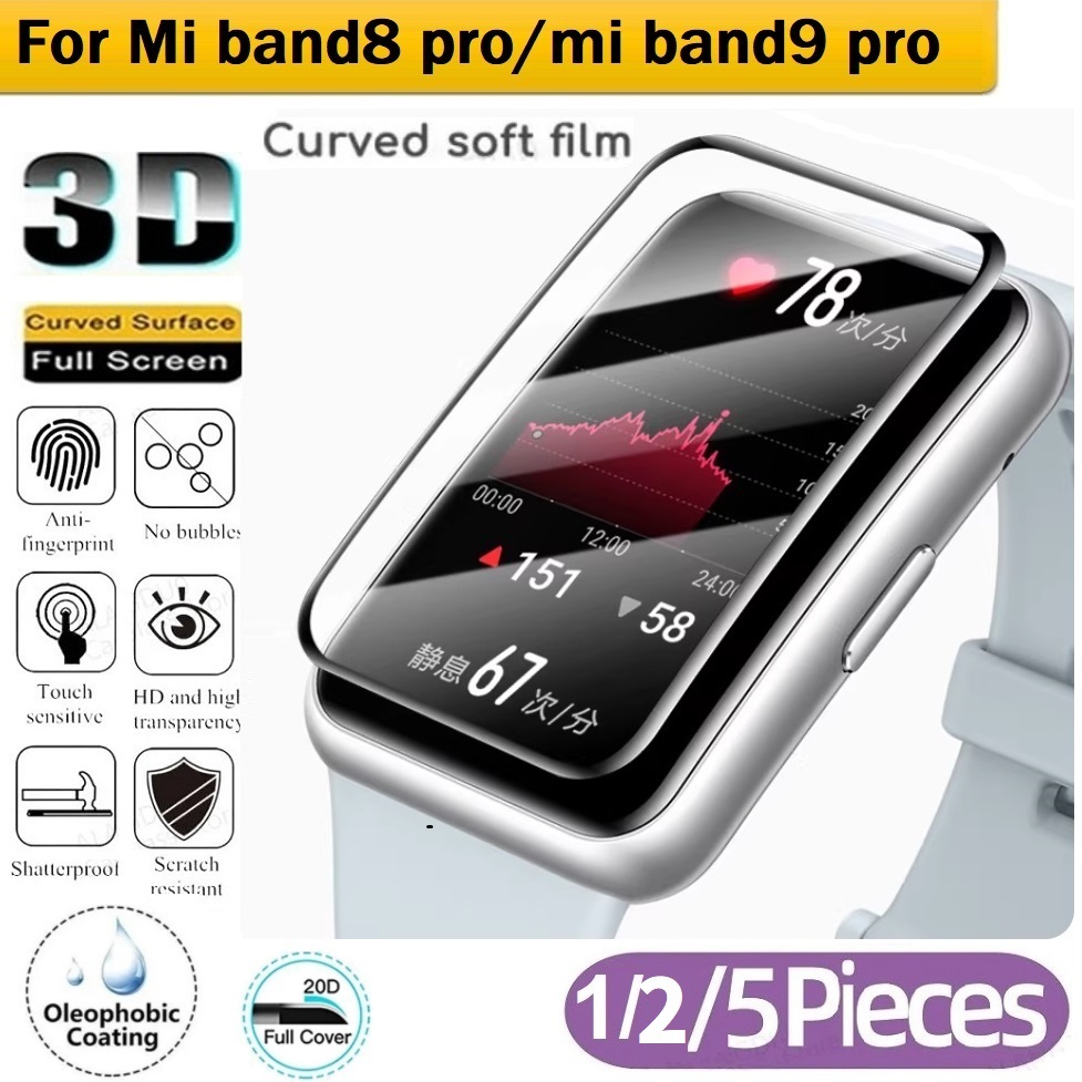 3Dโค้งฟิล์มสําหรับMi band 8 Proป้องกันหน้าจอป้องกันMi band 9 Proป้องกันหน้าจอHD Clear Mi band 8 Proฟ