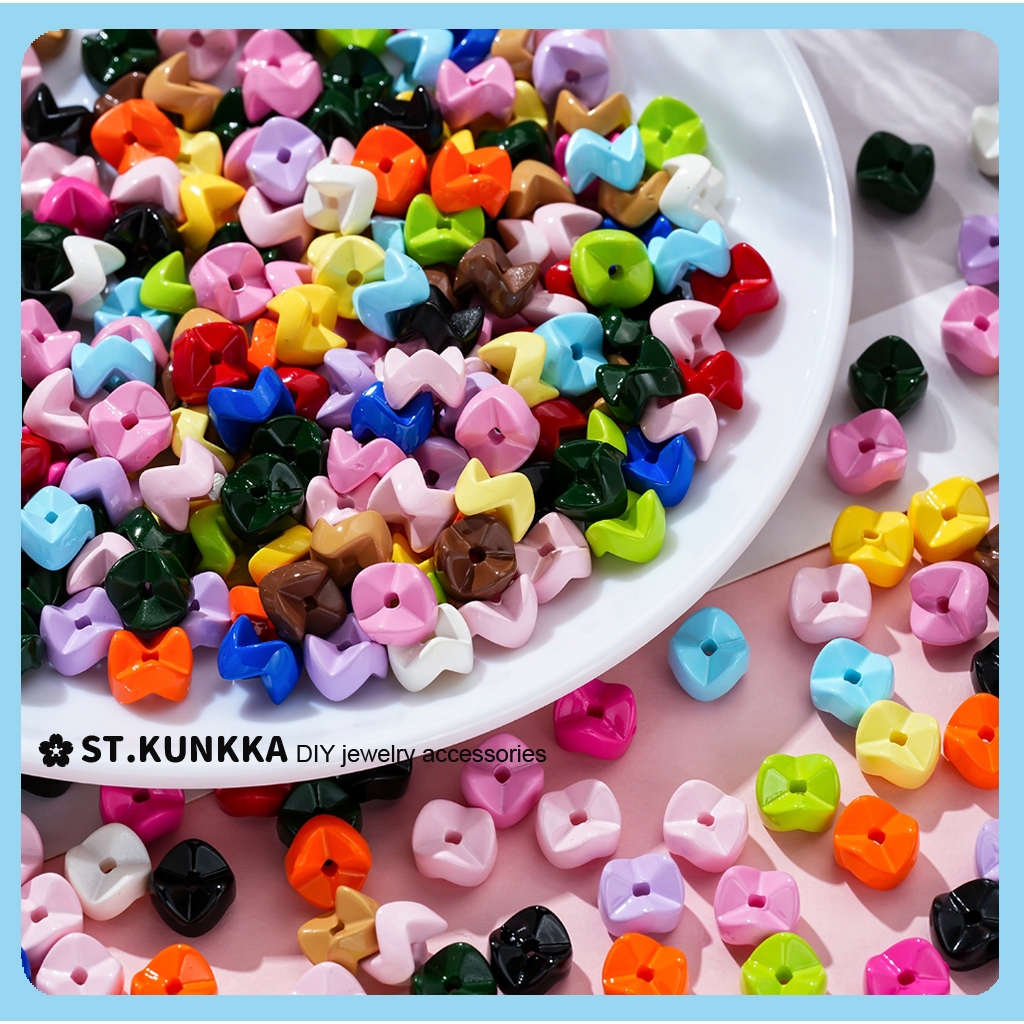 ST.KUNKKA 10PCS ลูกปัดอะคริลิคไม่สม่ําเสมอ Wave ลูกปัด Spacer ลูกปัด DIY เครื่องประดับทําด้วยมืออุปก