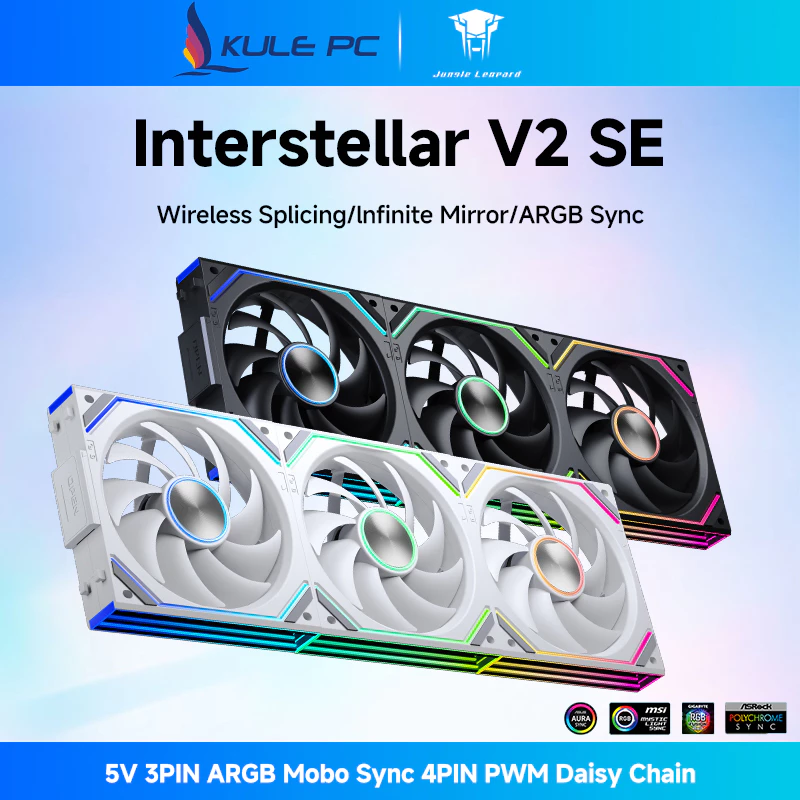 Jungle Leopard Interstellar V2 SE พัดลม CPU ARGB ไร้สาย Splicing 120 มม.ปริซึม Lian li รุ่นเดียวกัน Infinite Mirror Building Block Splicing พัดลม PC 5V 3PIN Mobo แสง Sync 4PIN PWM