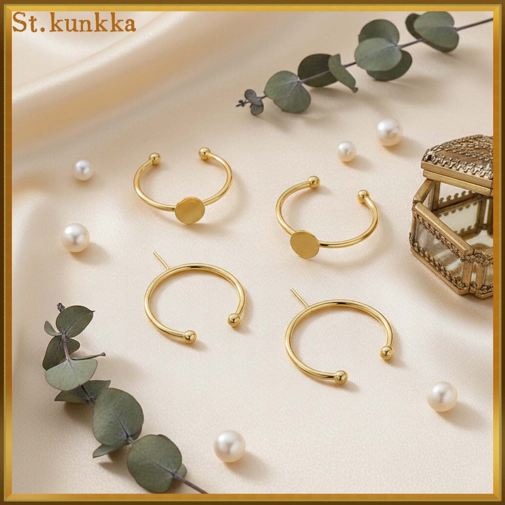St.kunkka 5 ชิ้น แหวนสเตนเลส สีทอง 14K/18K ไม่ซีดจาง ใช้สำหรับการผลิตแหวน DIY