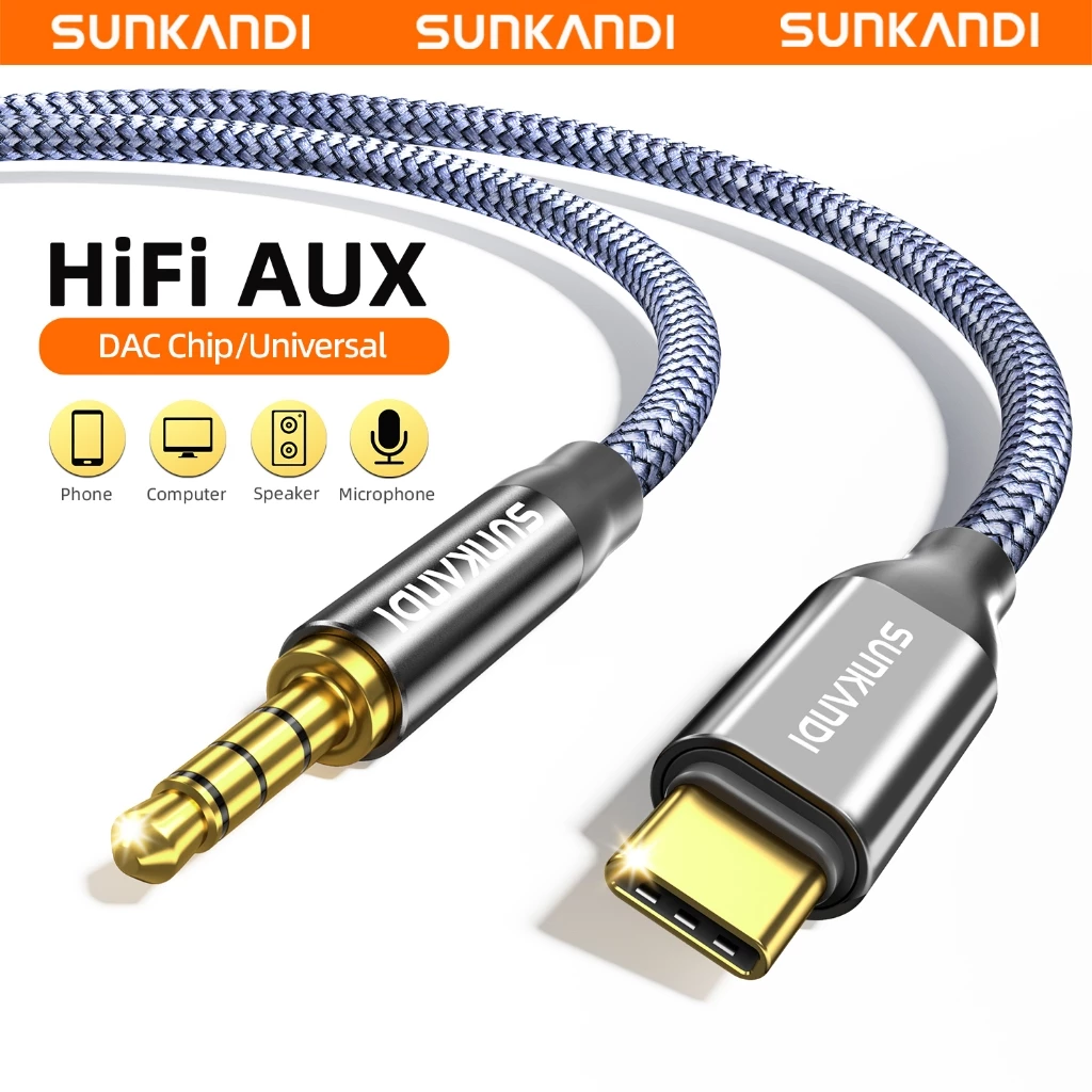 SUNKANDI USB C ถึง 4 ขั้ว 3.5 มม. Audio Aux Cable รองรับ Micro Music Line control สําหรับโทรศัพท์มือถือคอมพิวเตอร์ทีวี