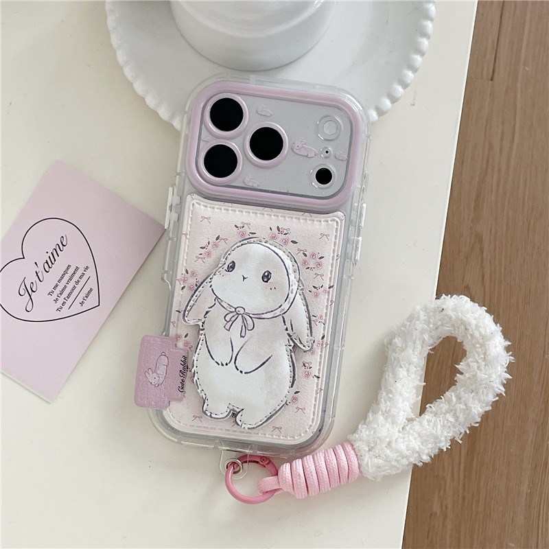 IPhone 17 Pro max 16 Pro Flower Rabbit เคสโทรศัพท์วัสดุ PU