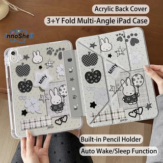 เคสiPad แบบพับได้ 3+Y สำหรับ Miffy Gen11 A16 Gen10 2022 Air6/7 Air4 Air5 10.9 ​​Gen7 Gen8 Gen9 Pro11