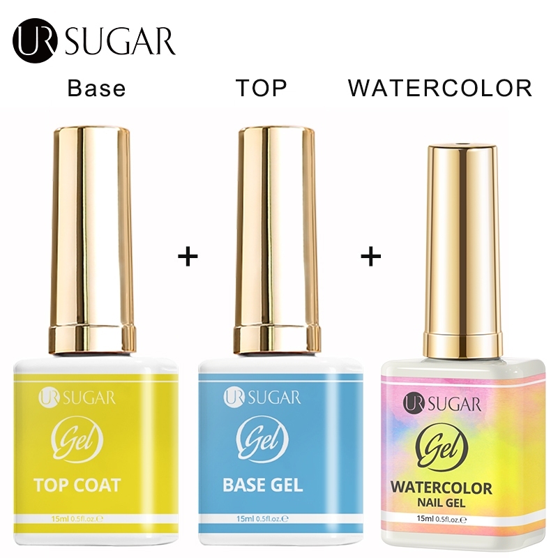 Ur SUGAR ชุดเคลือบสีเจล Top Coat / Base Coat / Matte Top แบบต้องอบ UV/LED ปริมาณ 15 ml