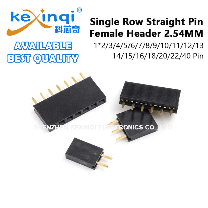 (10 ชิ้น) 2.54 มม.Pitch Single Row Straight Pin Female Header 1*2/3/4/5/6/7/8/9/10/11/12/13/14/15/16/18/20/22/40 Pin Connector Socket