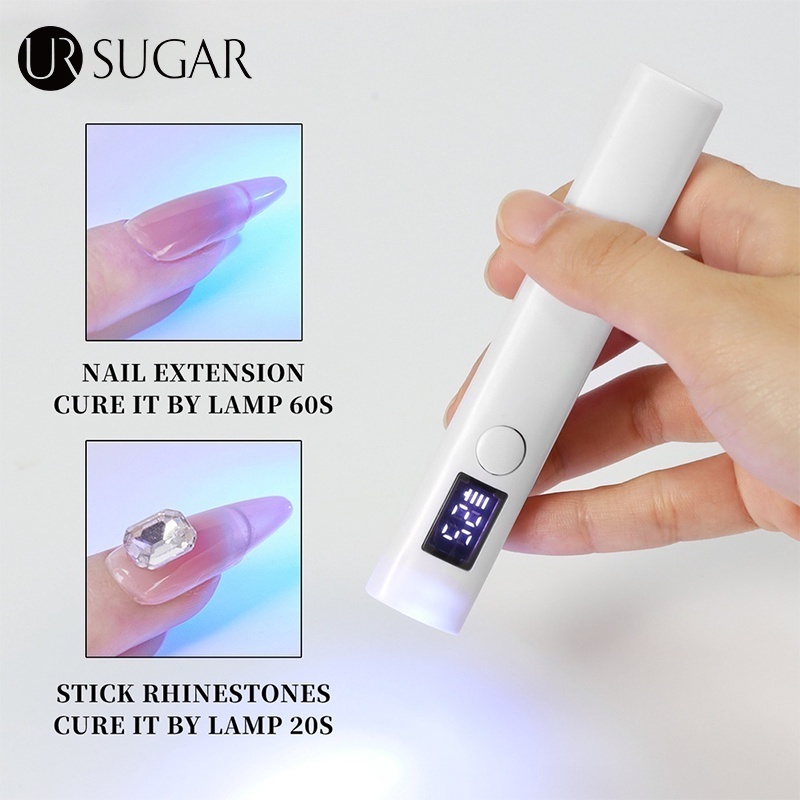 Ur SUGAR โคมไฟเล็บ แบบพกพา มือถือ 3W ชาร์จ UV USB โคมไฟบ่มเล็บ แห้งเร็ว ไฟทําเล็บ