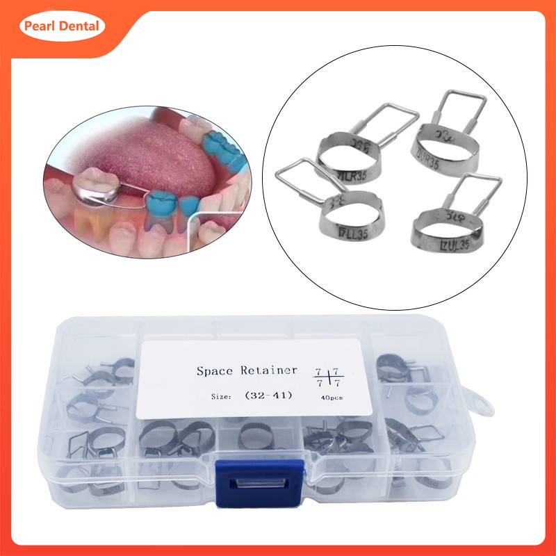 40pcs Dental Gap Retainer Braces Preformed 2nd Molar Space Keeptainer Bands 32 #-41 #