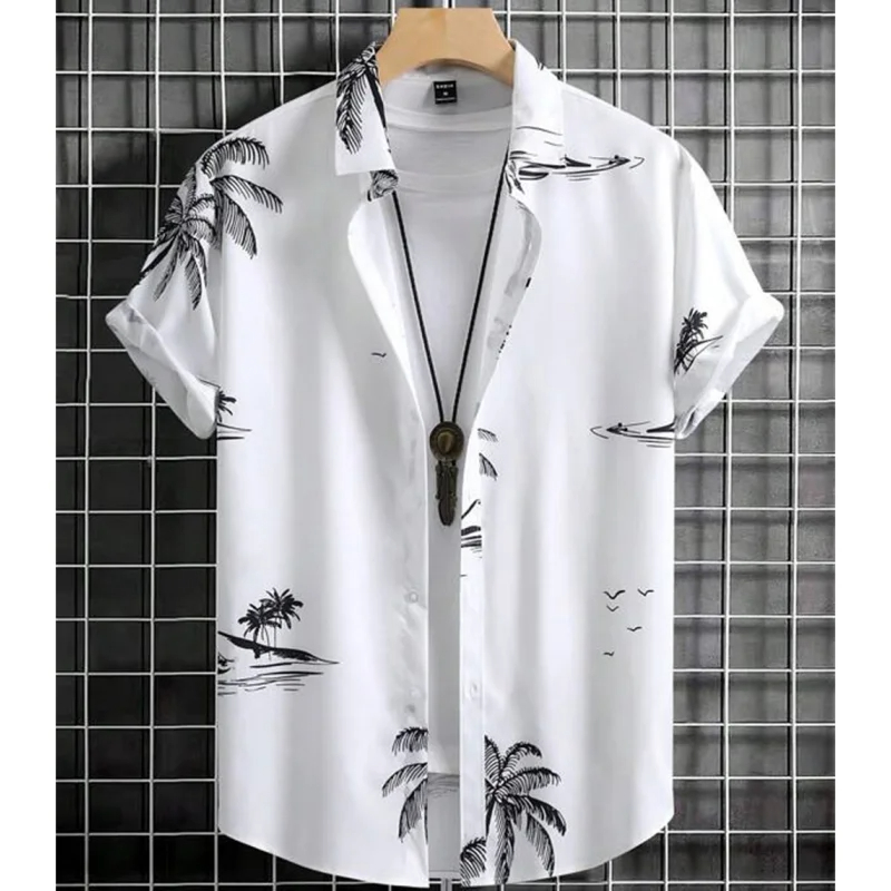 เสื้อฮาวายแขนสั้น พิมพ์ลายดอกไม้ สไตล์สบายๆ สำหรับผู้ชาย ในวันหยุดหรือฤดูร้อน