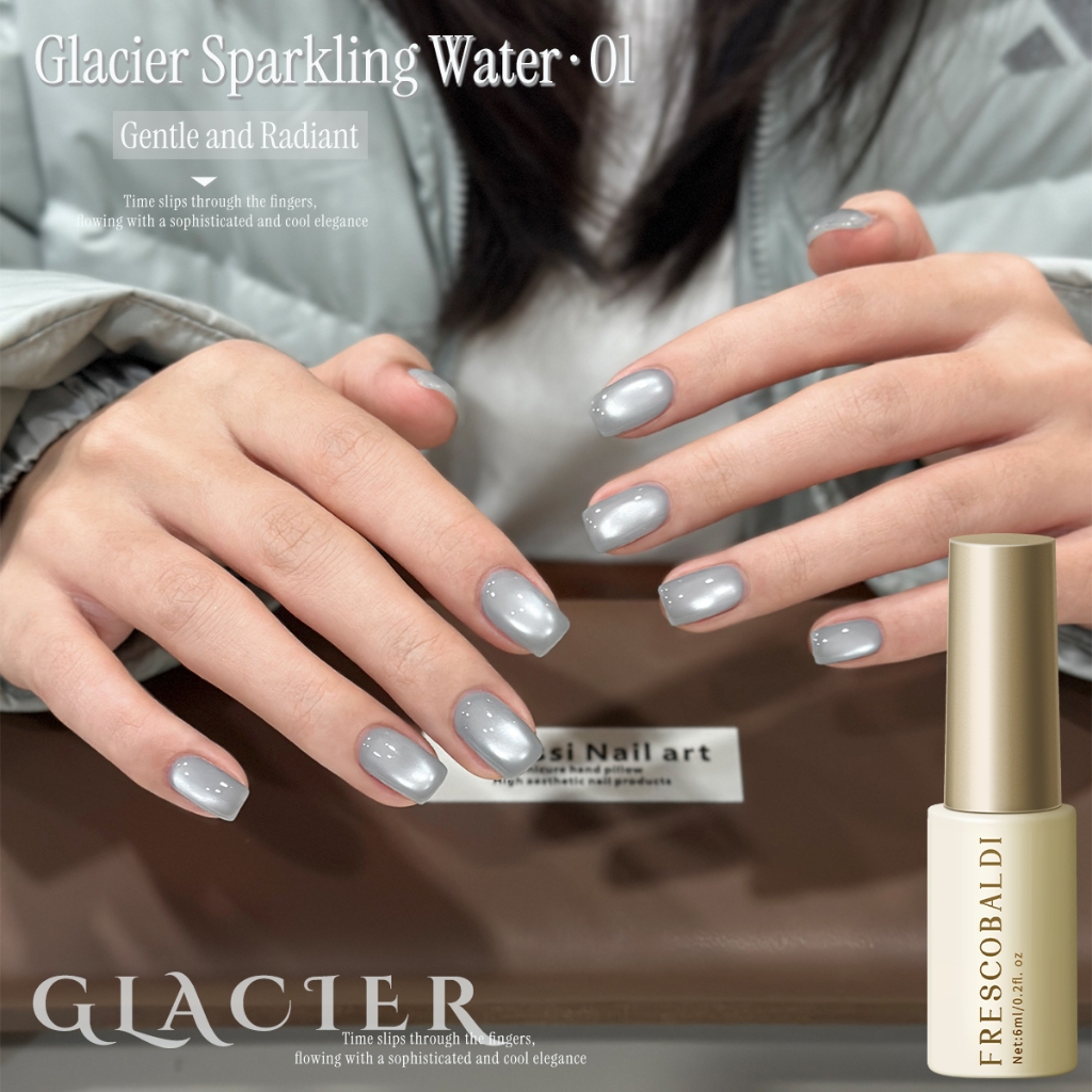 FRESCOBALDI 6ml-Glacier White Cats Eye Gel ยาทาเล็บ, ความมันวาวแฟชั่น, เหมาะสําหรับทุกสีผิว