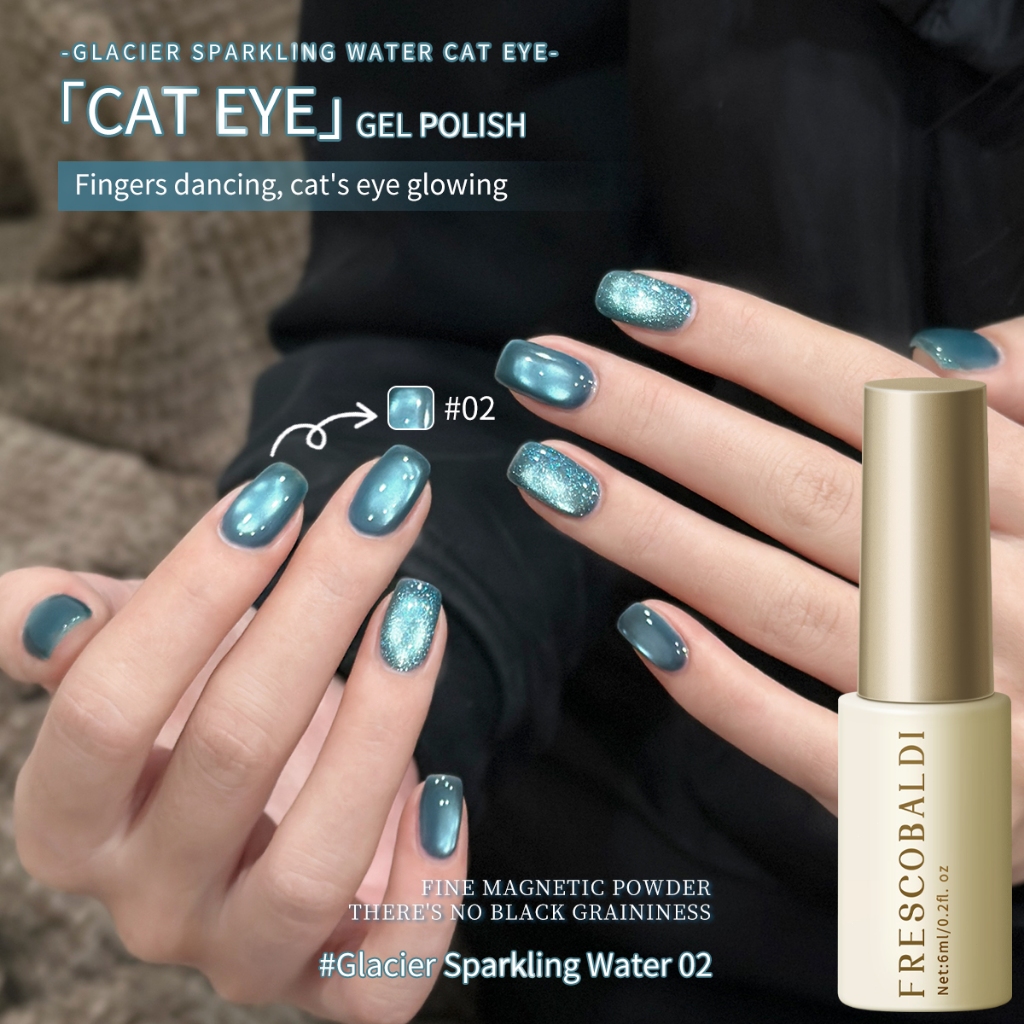 FRESCOBALDI 6ml-Super Bright Blue Cat Eye Gel ยาทาเล็บ เหมาะสําหรับร้านทําเล็บและ DIY