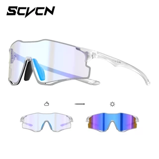SCVCN Photochromic แว่นกันแดดสำหรับปั่นจักรยานน้ำหนักเบาทามแบบ UV400 แว่นกีฬากลางแจ้งมีสไตล์