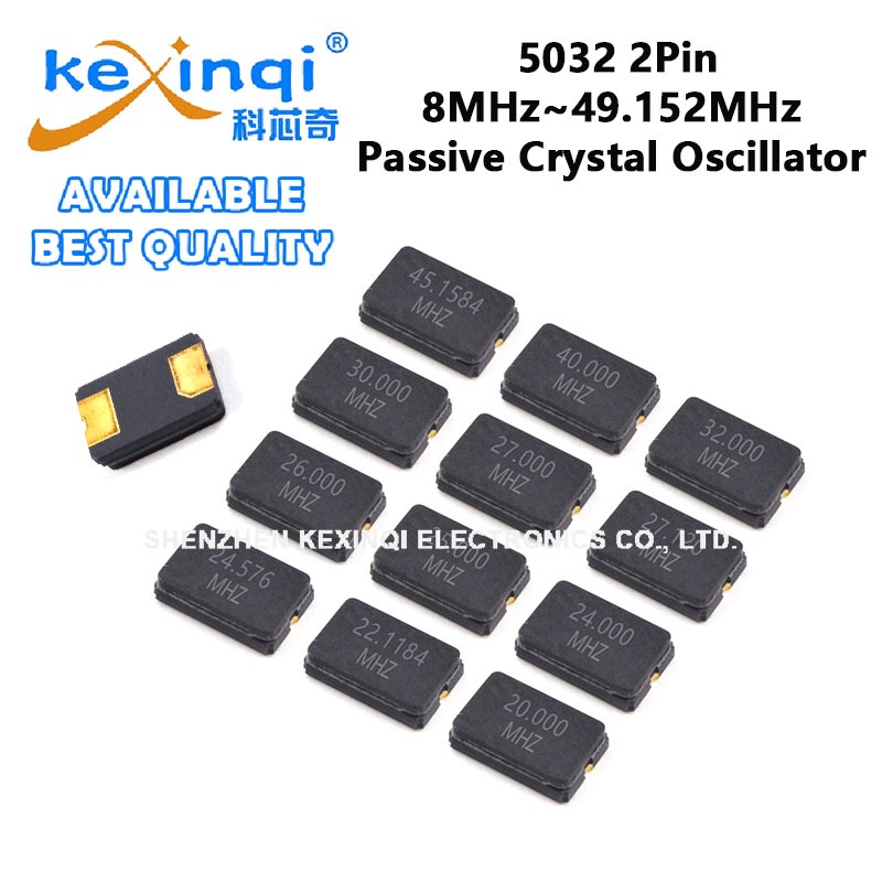 (2 ชิ้น) 5032 SMD Passive Crystal Oscilator 2Pin 8MHz 9.416MHz 10MHz 11.2896MHz 12MHz 1.456MHz 15MHz