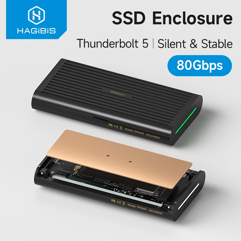 Hagibis 80Gbps M.2 NVMe SSD Enclosure ใช้งานร่วมกับ Thunderbolt 5/4/3/USB4 ภายนอก SSD สูงสุด 8TB สํา