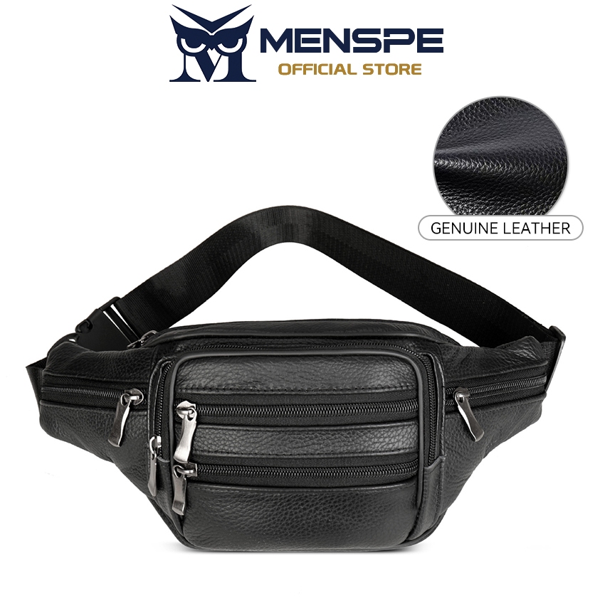 MENSPE กระเป๋าอกผู้ชาย กระเป๋าเอวกีฬาหนังแท้งแฟชั่นสบายๆ ราคาถูก Shopee Lazada