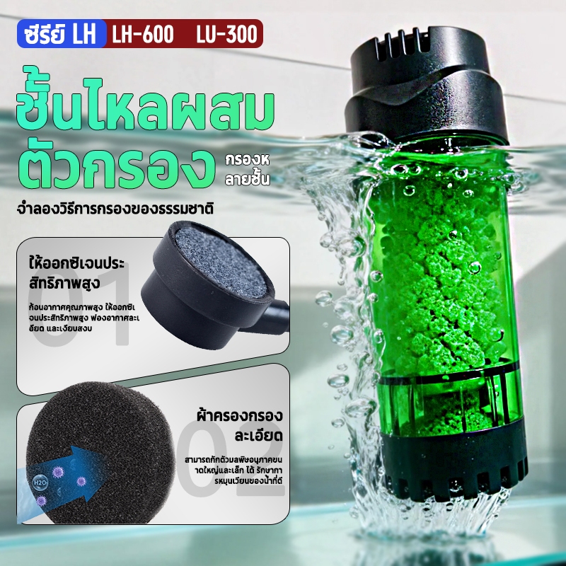 QANVEE LH-300/LH-600 กระบอกปั่นเตียงขนย้ายฟรี!! ตัวกรองอุปกรณ์เสริมตู้ปลา