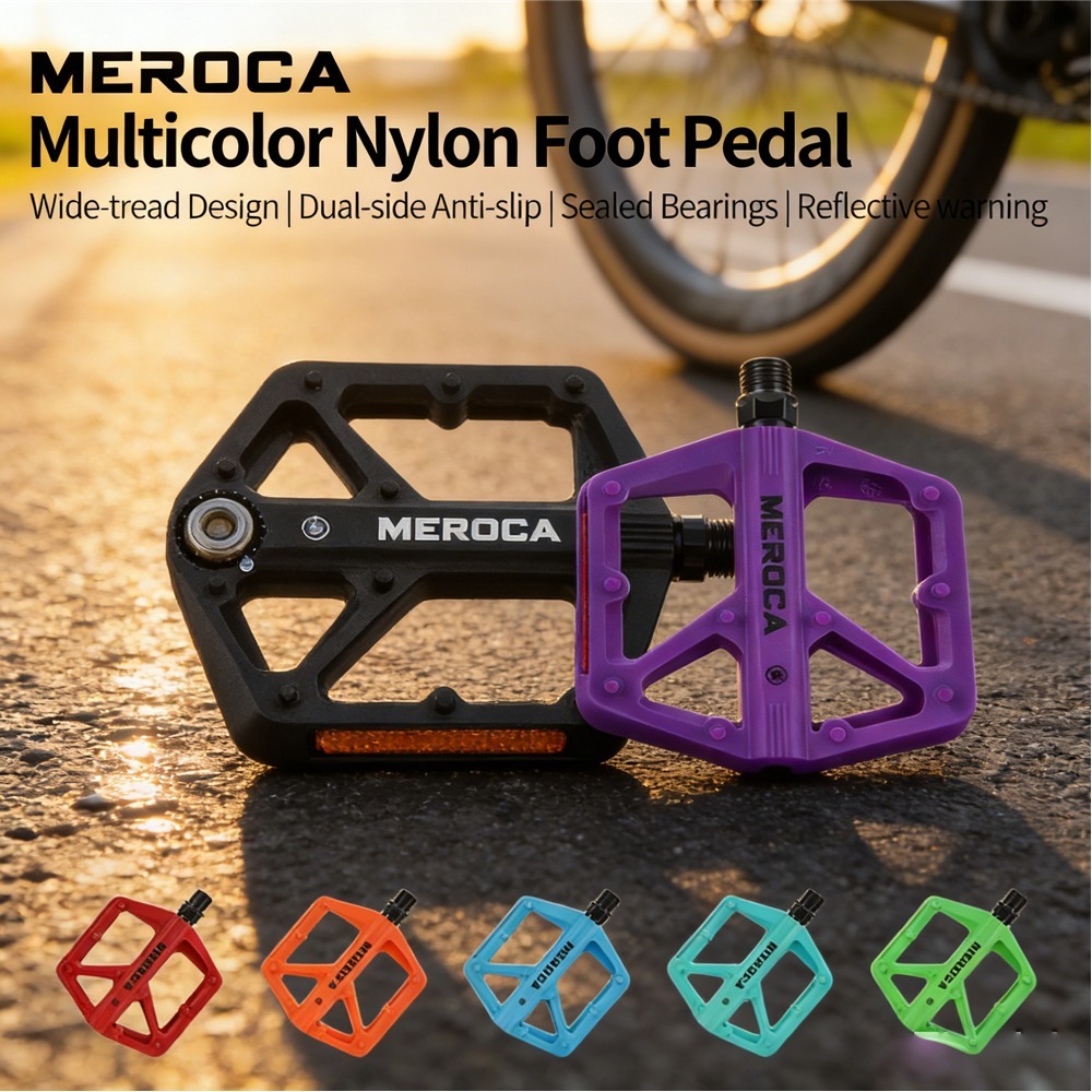 MEROCA พีดالสำหรับจักรยาน ออกแบบมาด้วยเส้นใยไนลอนและปิดผนึกด้วย DU bearing มีน้ำหนักเบา ไม่ลื่น และทนทานต่อการใช้งาน