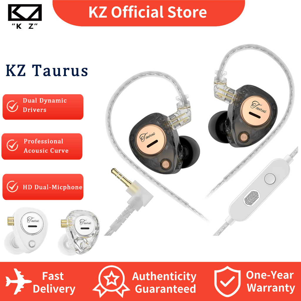 KZ Taurus Dual Dynamic In Ear หูฟัง IEM 3.5 มม./ประเภท C หูฟังแบบมีสาย In Ear Monitor สําหรับแล็ปท็อ