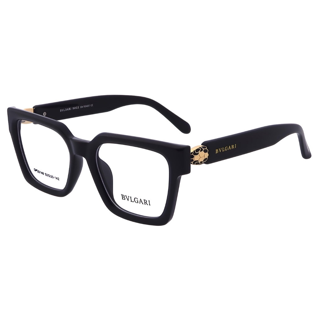 GP25148 แว่นตาออปติคอลทรงสี่เหลี่ยมไฟเบอร์อะซิเตทสีดํา (52□20-142) WM