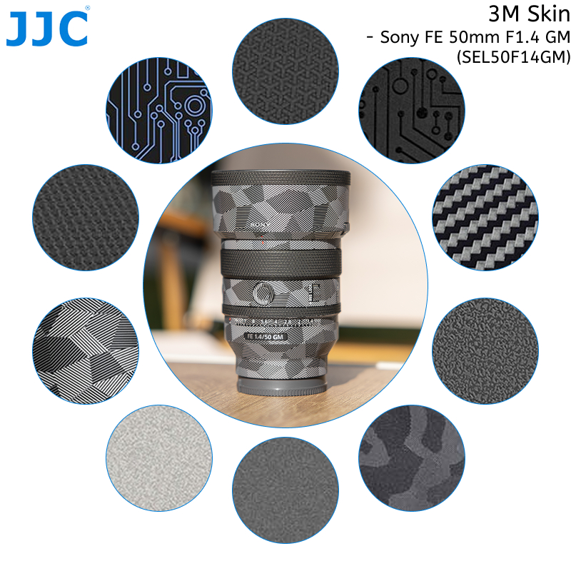 JJC สติกเกอร์เลนส์กล้องตกแต่งฟิล์มผิวสําหรับ Sony FE 50 มม.F1.4 GM (SEL50F14GM) เลนส์, Residual-free 3M วัสดุสติกเกอร์ป้องกันรอยขีดข่วน