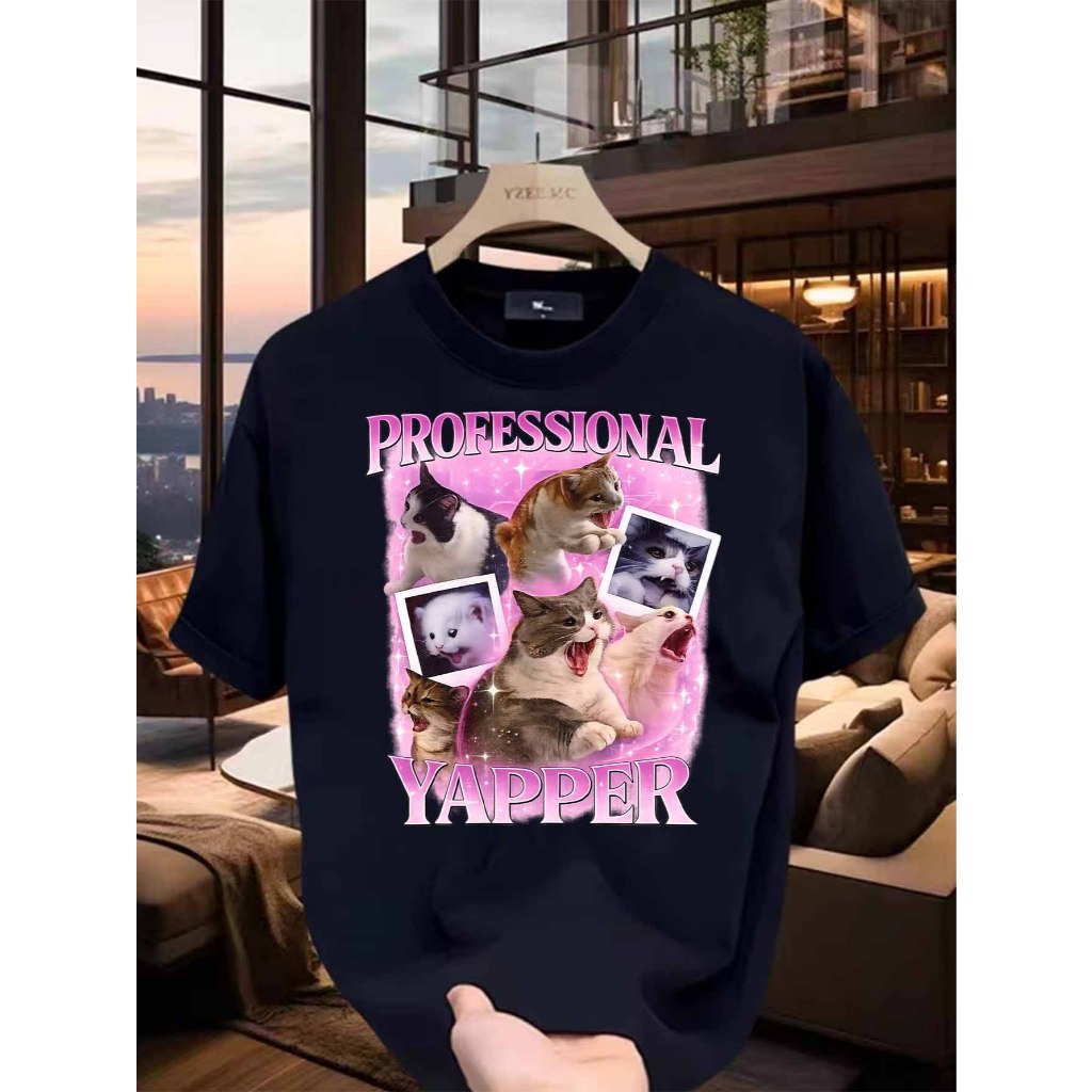 🔥จัดส่งตลอด 24 ชั่วโมง🔥เสื้อยืดแขนสั้นผ้าฝ้ายสำหรับผู้หญิง ดีไซน์ collage แมว kawaii | Professional 