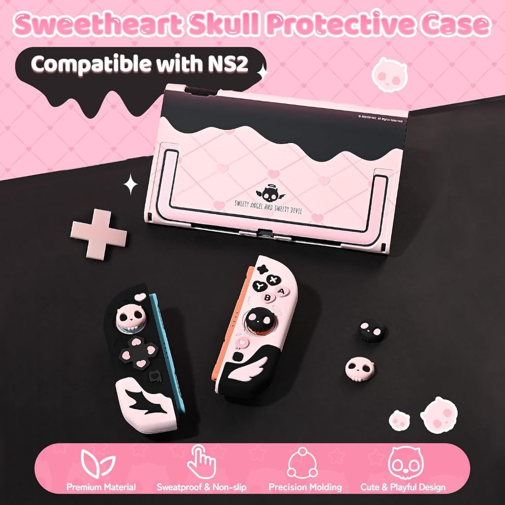 ฝาครอบป้องกันสําหรับ Nintendo Switch OLED/Swith 2 Anti-Scratch Slim Case ใช้งานร่วมกับ OLED/NS2 เคสป้องกันซิลิโคนอ่อนนุ่มแบบแยกพร้อม 2 Thumb Grip Caps อุปกรณ์เสริมเกม