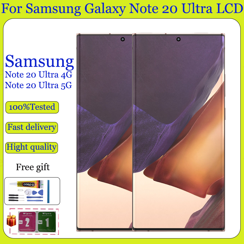 SAMSUNG Original AMOLEDสําหรับSamsung Galaxy Note 20 ultra 4G 5GจอแสดงผลLCDหน้าจอสัมผัสพร้อมกรอบเปลี