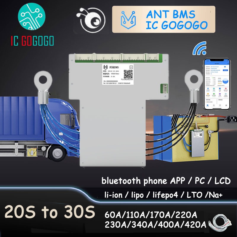 สมาร์ท 20S ~ 30S ANT BMS Lifepo4 li-ion LTO แบตเตอรี่ป้องกัน 170A 220A 425A 550A 1000A บลูทูธ APP โท