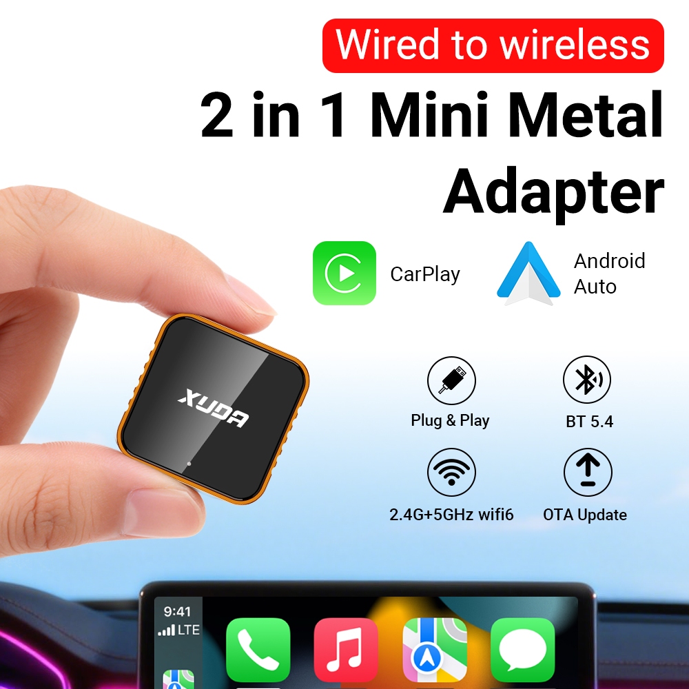 Smart Box Wireless CarPlay & Android Auto Adapter Plug & Play, USB/type-c 5GHz WiFi Low Latency, iOS