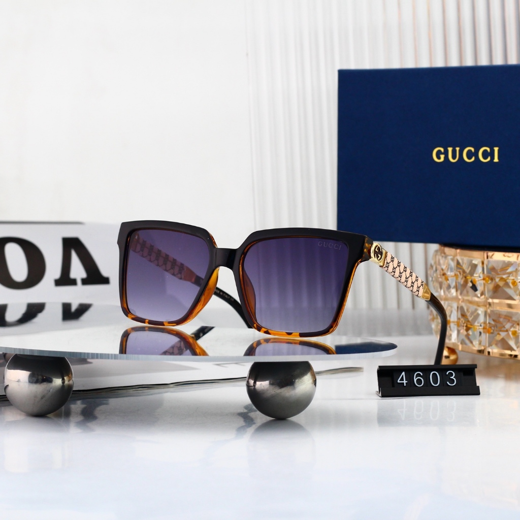 สไตล์ใหม่ GUCCI Square แว่นตากันแดดแฟชั่นลําลอง uv400 แว่นกันแดดป้องกันรังสีอัลตราไวโอเลต WM4603