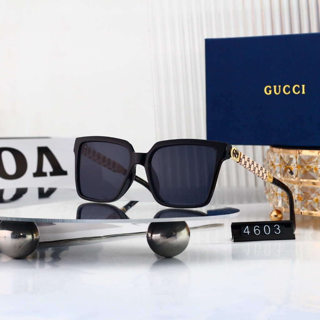 สไตล์ใหม่ GUCCI Square แว่นตากันแดดแฟชั่นลําลอง uv400 แว่นกันแดดป้องกันรังสีอัลตราไวโอเลต WM4603