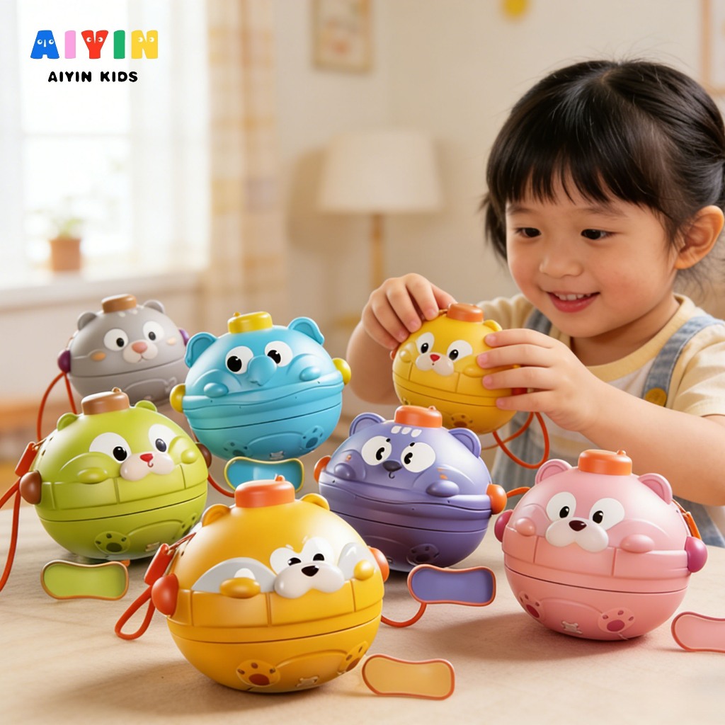 AIYIN ของเล่นเสริมพัฒนาการการชนและหมุนลูกข่างรูปสัตว์ สนุกสนานกับการโต้ตอบระหว่างพ่อแม่และลูก