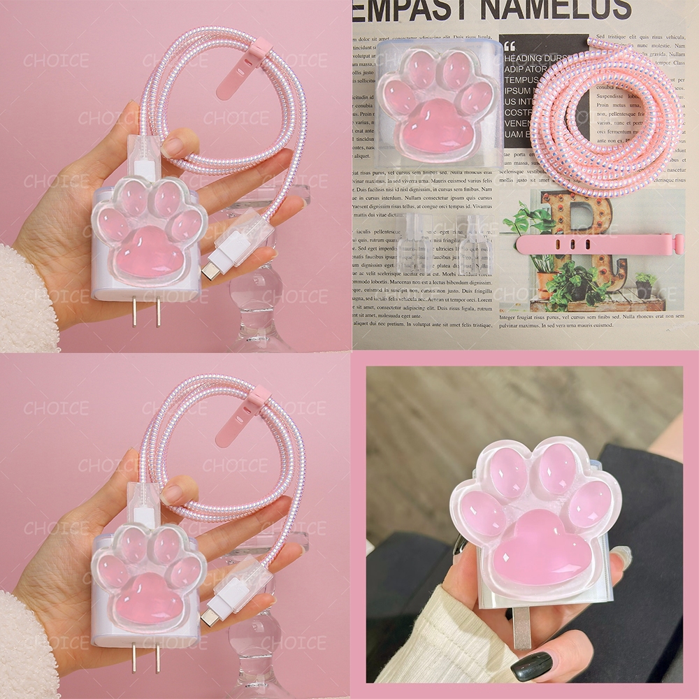 เคสป้องกันสายชาร์จ ลายการ์ตูนอุ้งเท้าแมวน่ารัก กันแตก สําหรับ vivo 10w 18w 33w 44w 66w 80w 120w
