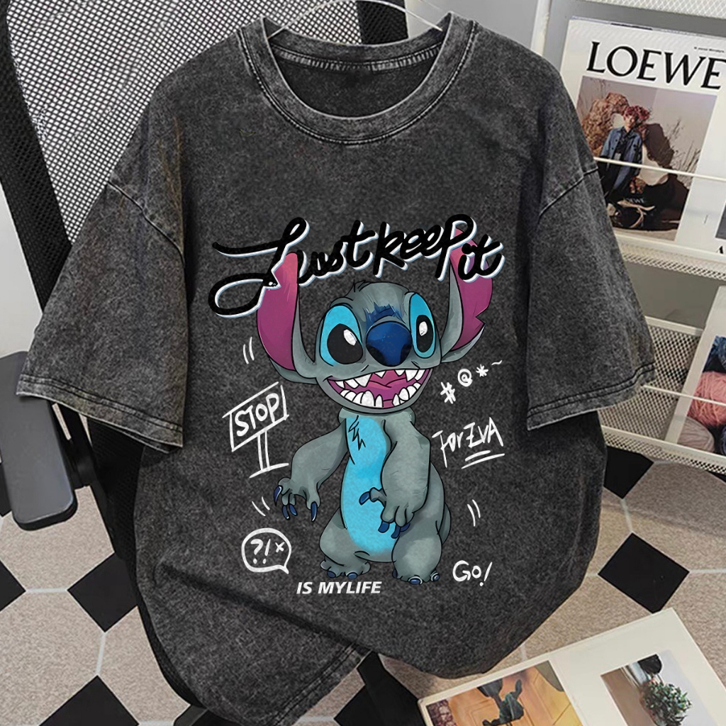 (COD) วินเทจคอกลมแขนสั้น LUVORO T-Shirt unisex ลาย เนื้อผ้านุ่มระบายอากาศดี แขนสั้น ผู้ชายเสื้อยืด oversize ฟอก วินเทจคอกลมแขนสั้น  เสื้อยืดผ้าฟอก Oversize ขนาดใหญ่ เสื้อคู่รัก C1619