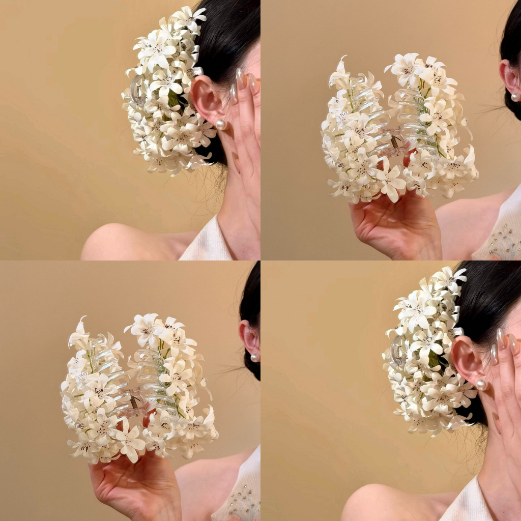 กรงเล็บผมไฮเดรนเยียขนาดใหญ่ - กิ๊บติดผมลายดอกไม้ไม่มีตัวตนสําหรับเจ้าสาววันหยุดชายหาดและถ่ายภาพ🔥 รวมภาษีแล้ว