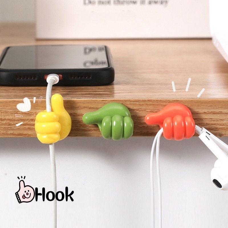 4PCS Multi-Functional Creative Thumb Hook Free-Punchไม่มีรอยต่อสํานักงานโต๊ะนักเรียนสายเคเบิลข้อมูลตะขอ