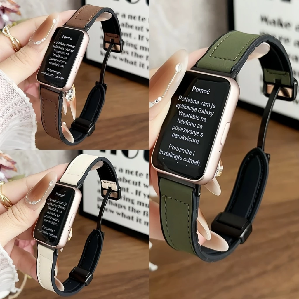 สำหรับ Samsung Galaxy Fit 3 สายรัดแม่เหล็กหนังเปลี่ยนสร้อยข้อมือห่วงเข็มขัดสมาร์ทวอทช์สำหรับผู้ชายและผู้หญิง
